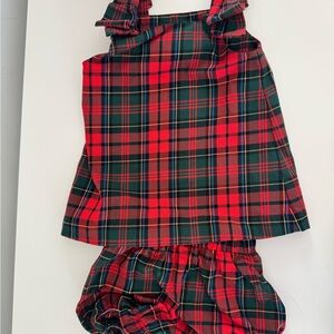 The Beaufort Bonnet Company Red and Green Plaid Kids Matching Set